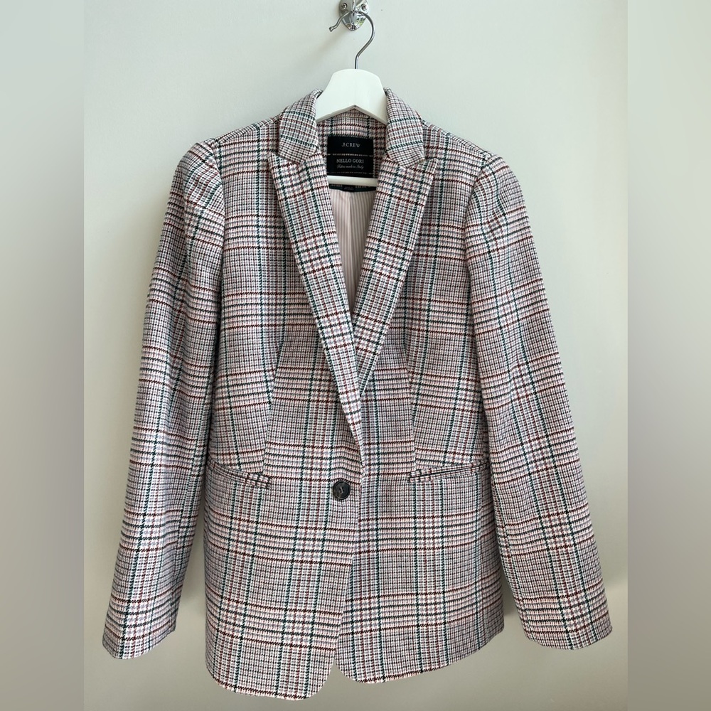 J. Crew Plaid Italian Wool Blazer
